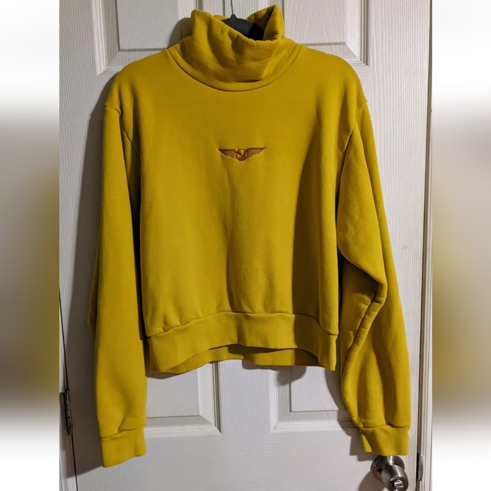Bigbunny by Playboy Cropped Sweatshirt L Mustard Yellow Embroidered Gift Idea